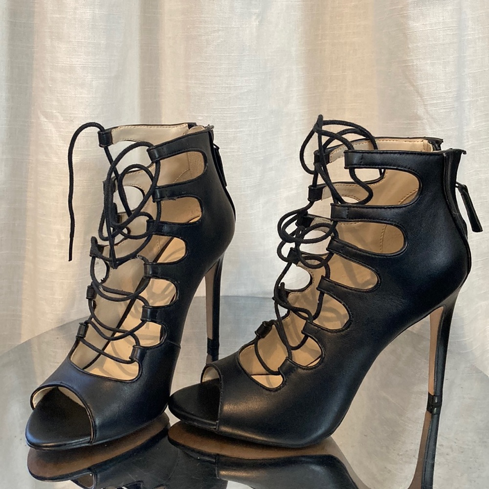 Zara Lace Up Open Toe Heals Size 37